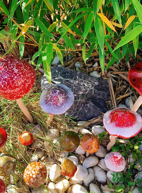 蘑菇花插地插庭院子美式出口外贸养花阳台户外花园高温防水彩绘大