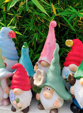 精灵地精摆件红陶户外园艺马卡龙卡通庭院子美式阳台彩绘种花出口