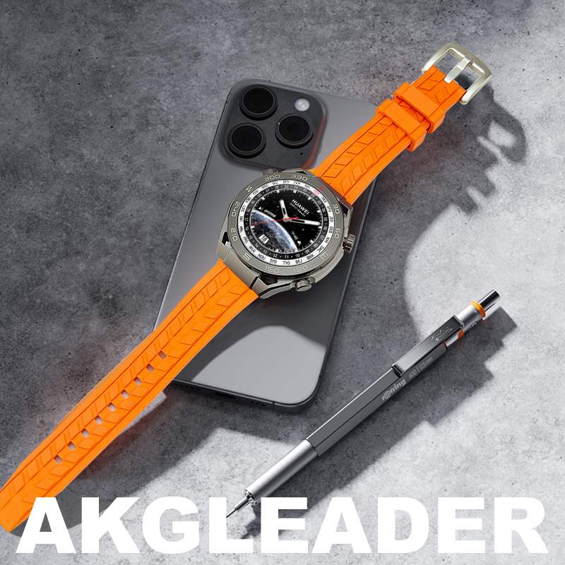 AKGLEADER米其林氟橡胶手表带适用华为watch4/3pro表带GT4/5 pro荣耀GS3智能手表非凡大师ultimate/buds腕带 - 图3