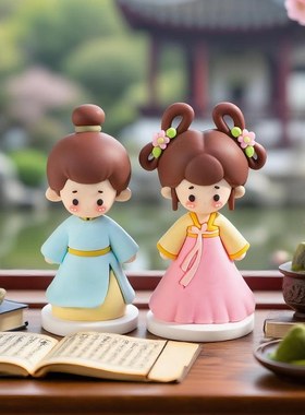 国潮中式汉服男孩女孩软胶玩偶