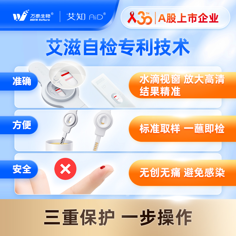 万泰艾知hiv检测纸艾滋病检测试纸非四代尿液自检试剂盒艾滋自测 - 图2