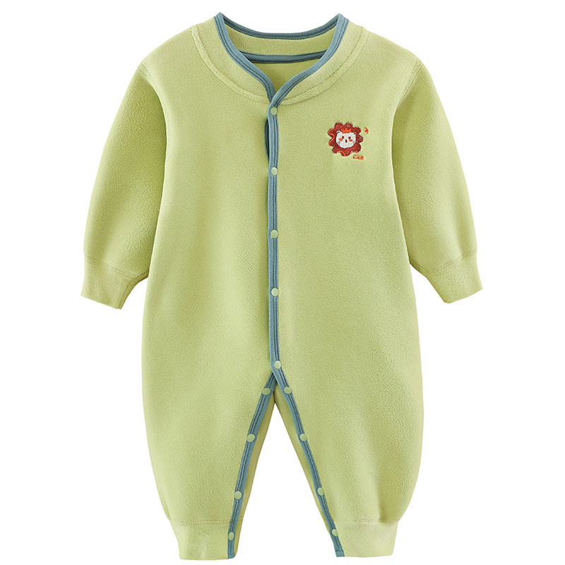 婴儿保暖连体睡衣加厚新款爬爬服秋冬衣服防风外套加绒宝宝家居服 - 图3