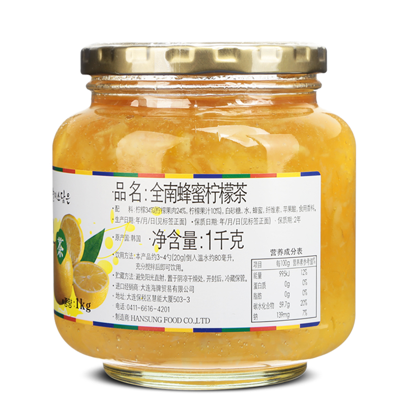 韩国原装进口全南蜂蜜柠檬茶1kg 泡水喝的饮品果味茶冲饮水果茶 - 图3