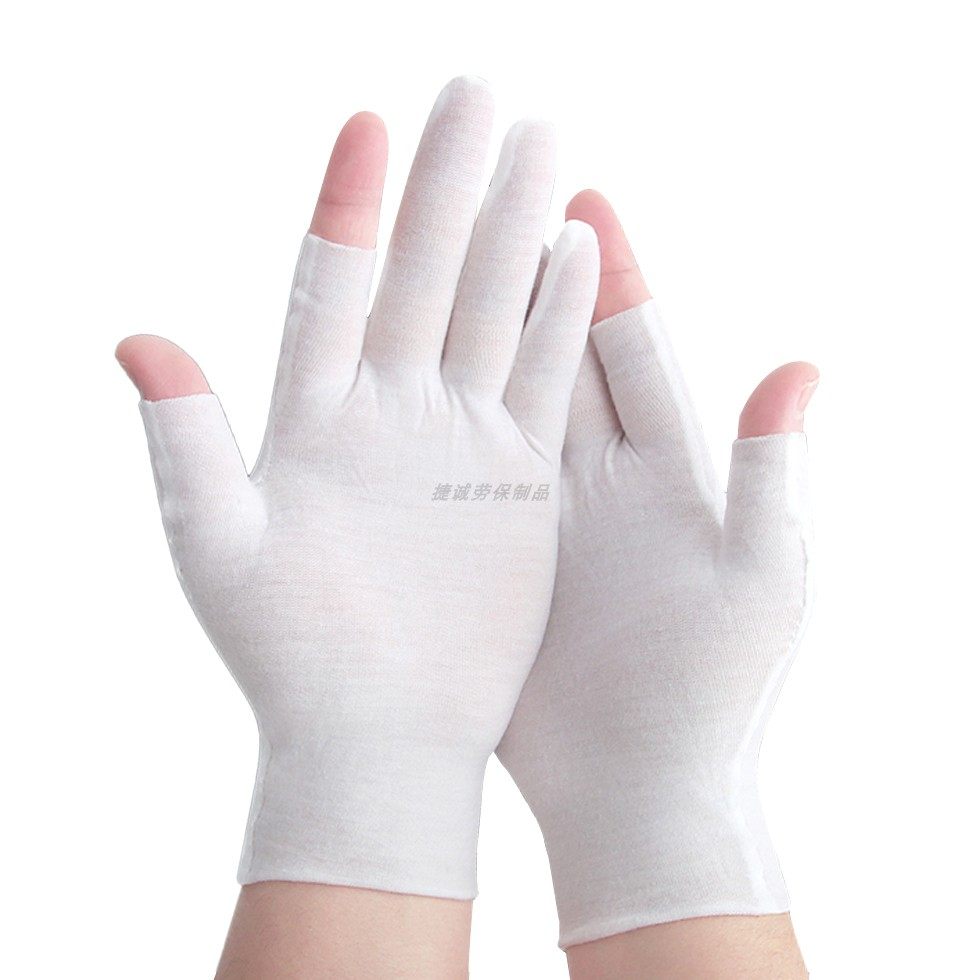 露二指棉手套轻薄款纯白全棉布男女工作干活透气舒适防汗漏指触屏,淘宝优惠券,粉丝福利购,淘宝优惠卷