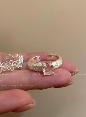 甜美花朵戒指女温柔气质冷淡风食指戒小众设计轻奢高级感精致指环
