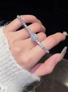 钛钢不掉色精致超闪满钻锆石手链轻奢小众高级感手环个性简约抽拉