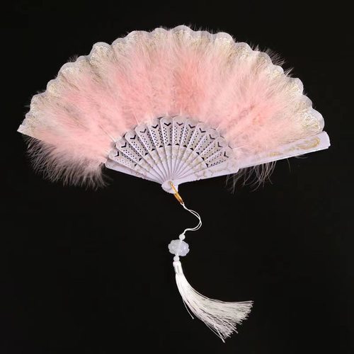 走秀复古风扇网红古典折扇超仙蕾丝旗袍扇舞蹈新款羽毛扇洛丽塔 - 图2