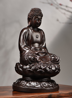 释迦摩尼家居客厅雕刻红木摆件