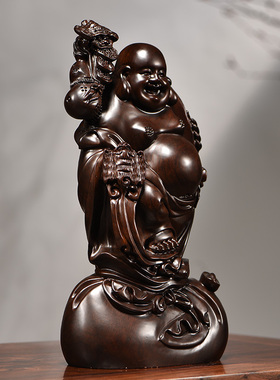 黑檀木雕全家福装饰送礼弥勒佛像