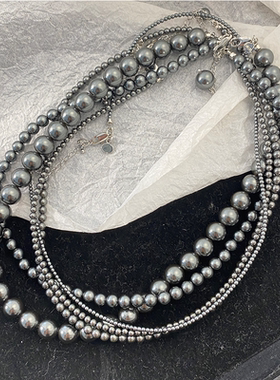 大溪地黑珍珠毛衣链女新款小众