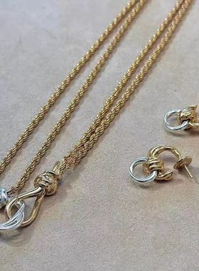 简约大气高级感金银拼色项链