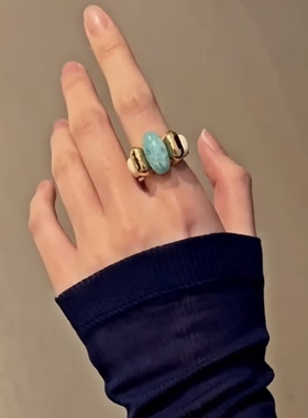 法国复古小众高级感天河石色戒指