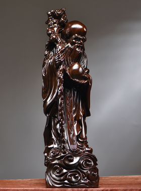 木雕寿星公像摆件实木寿仙装饰