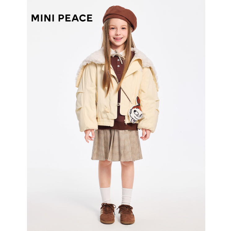 Mini Peace仿裘皮外套太平鸟童装女童外套秋冬装夹克F2AEF4105,淘宝优惠券,粉丝福利购,淘宝优惠卷