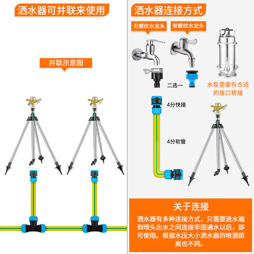 摇臂喷头浇地神器喷枪喷灌设备农业灌溉绿化农用360度草坪喷雾器 - 图3