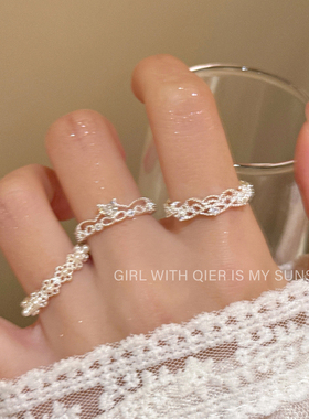 宫廷风蕾丝蝴蝶结戒指女