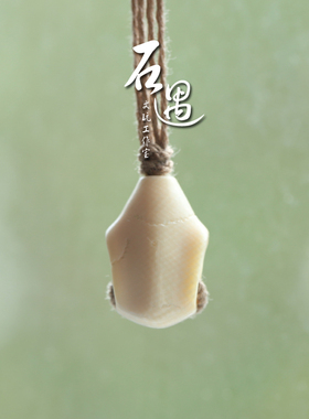 天然猛犸牙雕鲨鱼背仿古博古纹三通手串文玩配饰碑石单圈个性雕刻