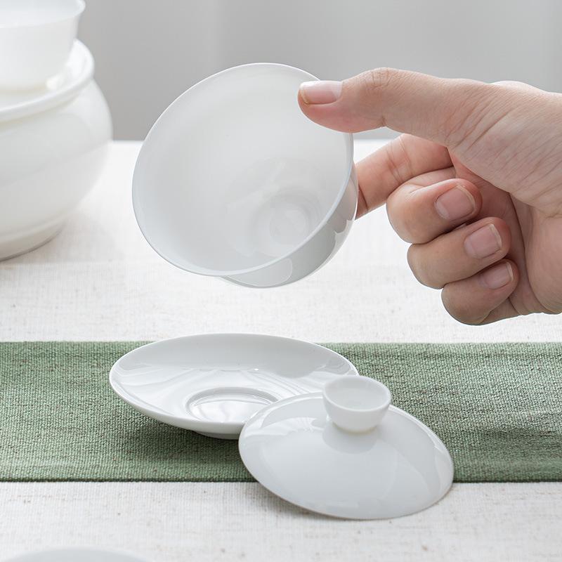 凤凰单丛轻薄透光三才盖碗迷你高端旅功夫茶具小容量潮州家用骨瓷 - 图1