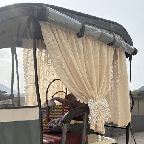 通用款雅迪CL9S电动三轮车窗帘粘贴遮阳帘防晒纱帘装饰用品短帘 - 图0