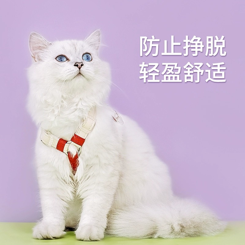 金领结猫咪牵引绳背心式胸背防挣脱外出专用遛猫绳工字型猫链子 - 图3