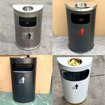 Mall Stainless Steel Semicircle Barrel Leaning Against Wall Trash Can Hotel Lift Mouth With Ashtrays Supermarket Semicircle Dustbin