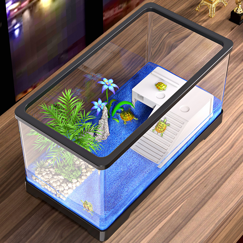 乌龟饲养缸家用客厅晒台爬台造景过滤亚克力混合养鱼缸生态龟箱屋,淘宝优惠券,粉丝福利购,淘宝优惠卷
