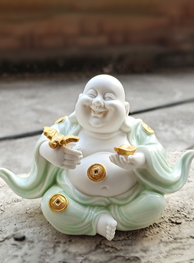 创意陶瓷笑佛招财弥勒菩萨客厅