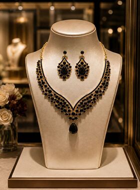 Alloy rhinestone jewelry set necklace earrings项链耳环