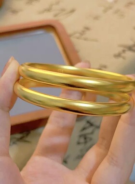 金店同款泥鳅背宽版哑光金色莲花芯经贵妃气质磨砂手镯女手饰手环