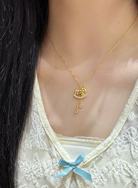 法国马上有钱木马白金色本命马年项链女吊坠锁骨链轻奢小众设计
