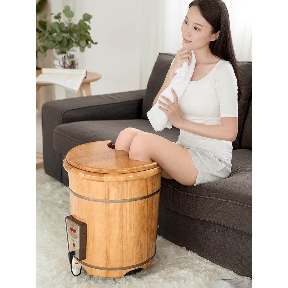 恒温泡脚木桶官方旗舰店家用实木过小腿蒸汽熏蒸电加热养生足浴桶 - 图1