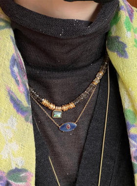 自留推荐 Bohemian Rhapsodie 项链法式彩色天然石串珠锁骨链叠戴