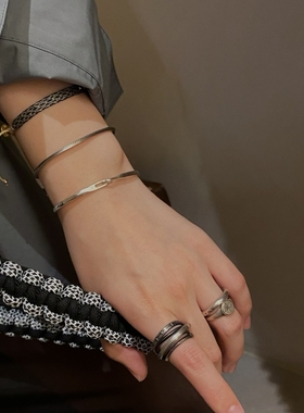 WERKSTATT MUNCHEN 德国小众暗黑工匠手作经典简约纯银手镯男女