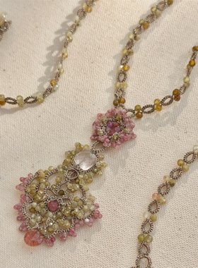 LORINA Sonata项链 法国天然半宝石手工梭织蕾丝重工锁骨链女