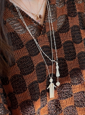 SALE E PEPE胡椒盐 纯银神仙花神吊坠项链 925纯银气质锁骨链