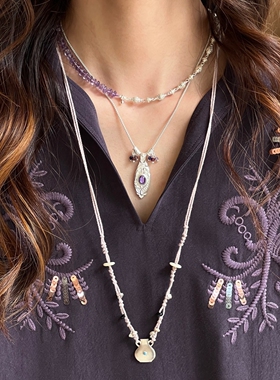 自留推荐 ENSAGE/APT702 印章吊坠长项链925纯天然石水晶中性情侣