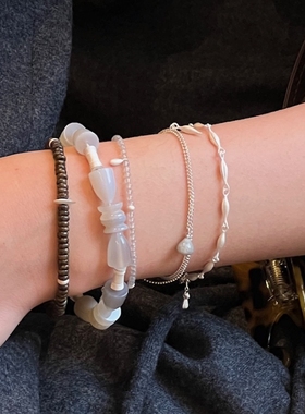 OLIO E ACETO 925纯银玛瑙果实千层水晶水滴果串珠双层拼接手链