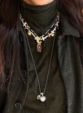 自留推荐 ESPIEGLE 星辰编珠项链辉夜月亮流苏锁骨链小众独特高级