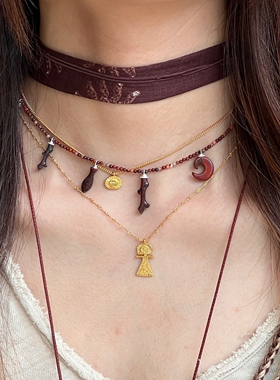 SALE E PEPE胡椒盐 纯银海神吊坠项链 原创小众设计造型感锁骨链