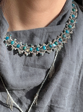 LORINA Ceres项链 法国天然半宝石手工梭织蕾丝重工锁骨链女