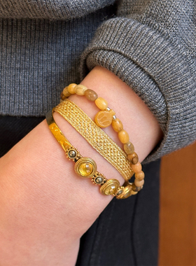 SALE E PEPE胡椒盐 925银黄澳宝黄玉酒壶串珠手链 原创小众设计师