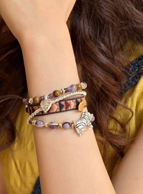 SWAHILL斯瓦山丘 龟背叶手串 原创设计复古小众度假感天然石手链