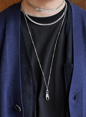 ATELIERSO倪索 扇形红玛瑙串珠项链 纹理别针颈圈锁骨链毛衣链