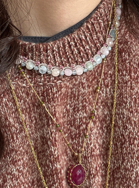 LORINA Veronica项链 法国天然半宝石手工梭织蕾丝重工锁骨链女