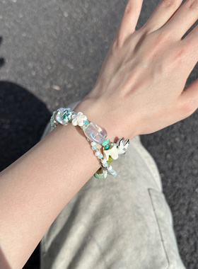 【春诗晚晚】原创设计小鸟小清新法式彩色短款女款复古手链饰品