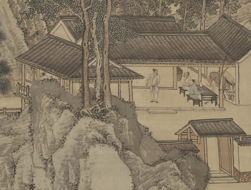 明 周臣 春山游骑图国画复古山水装饰画挂画高清微喷复制临摹范本 - 图2