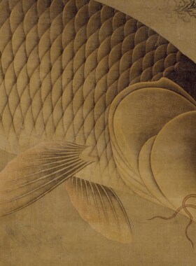 明代缪辅《鱼藻图》国画群鱼高清艺术微喷复制临摹装饰画挂画包邮