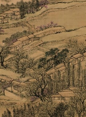 清王翚杏花春雨图中式山水画国画真迹复制临摹原稿高清微喷装饰画