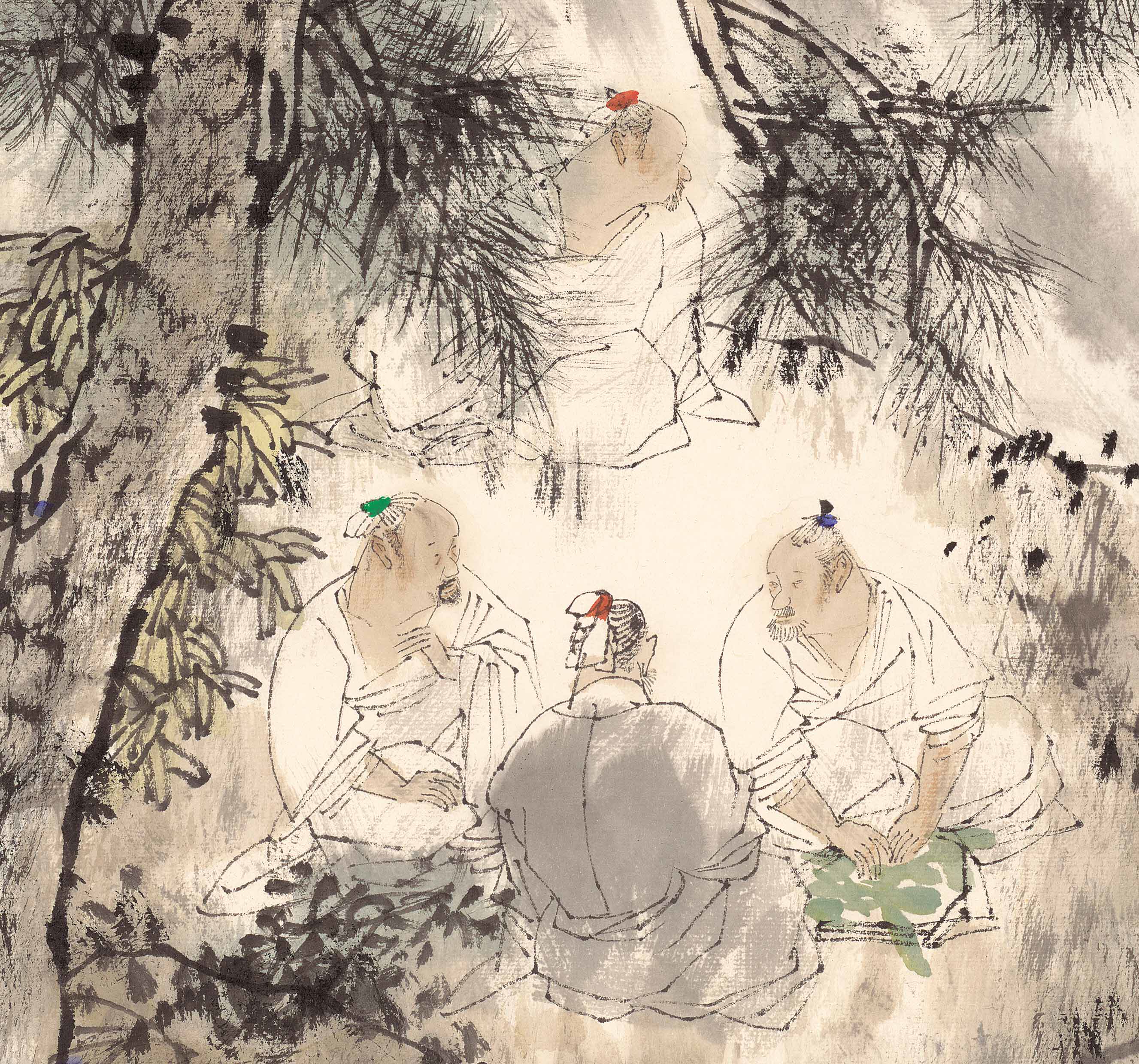 新品王明明醉翁亭同乐图水墨山水人物横轴高清微喷复制装饰画国画
