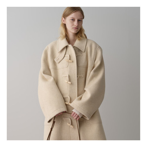 若若韩代正品直邮facade pattern25秋冬羊毛牛角扣大衣外套女长款 - 图0